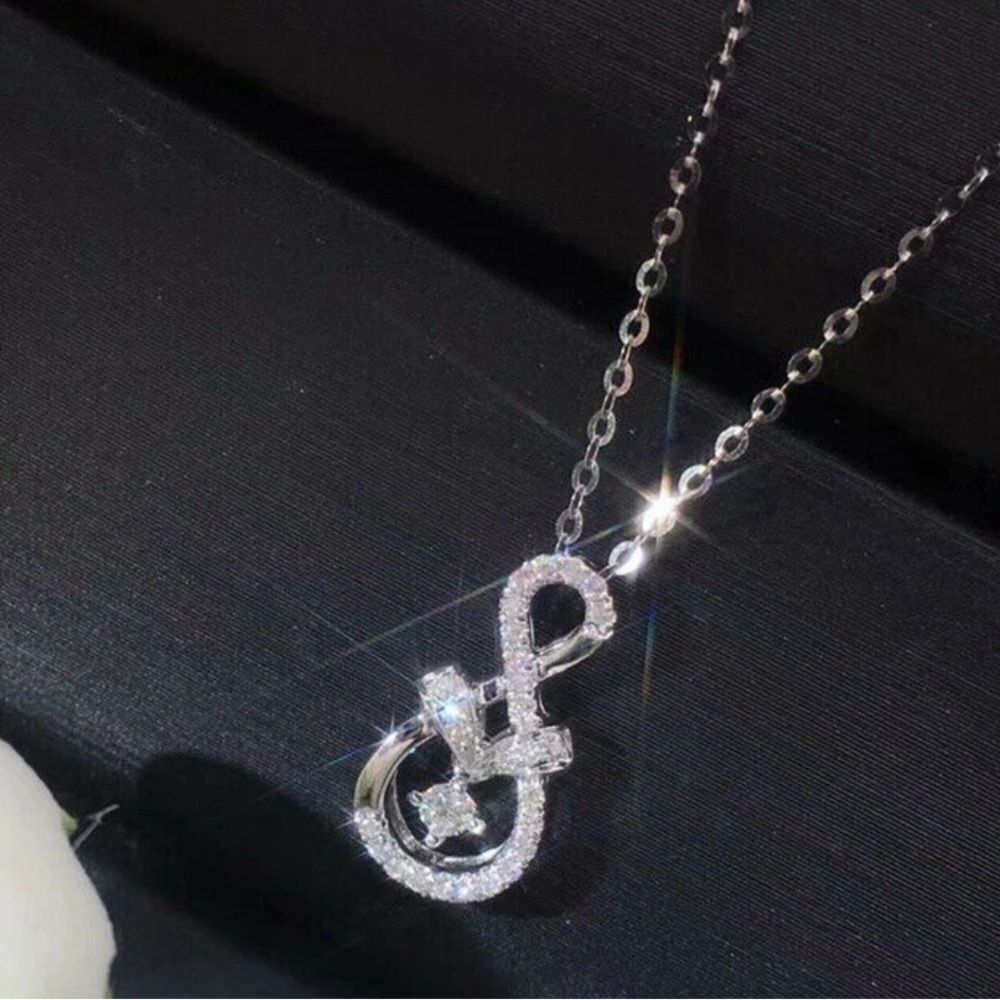Dazzling Infinity Silver Necklace with lab created stones